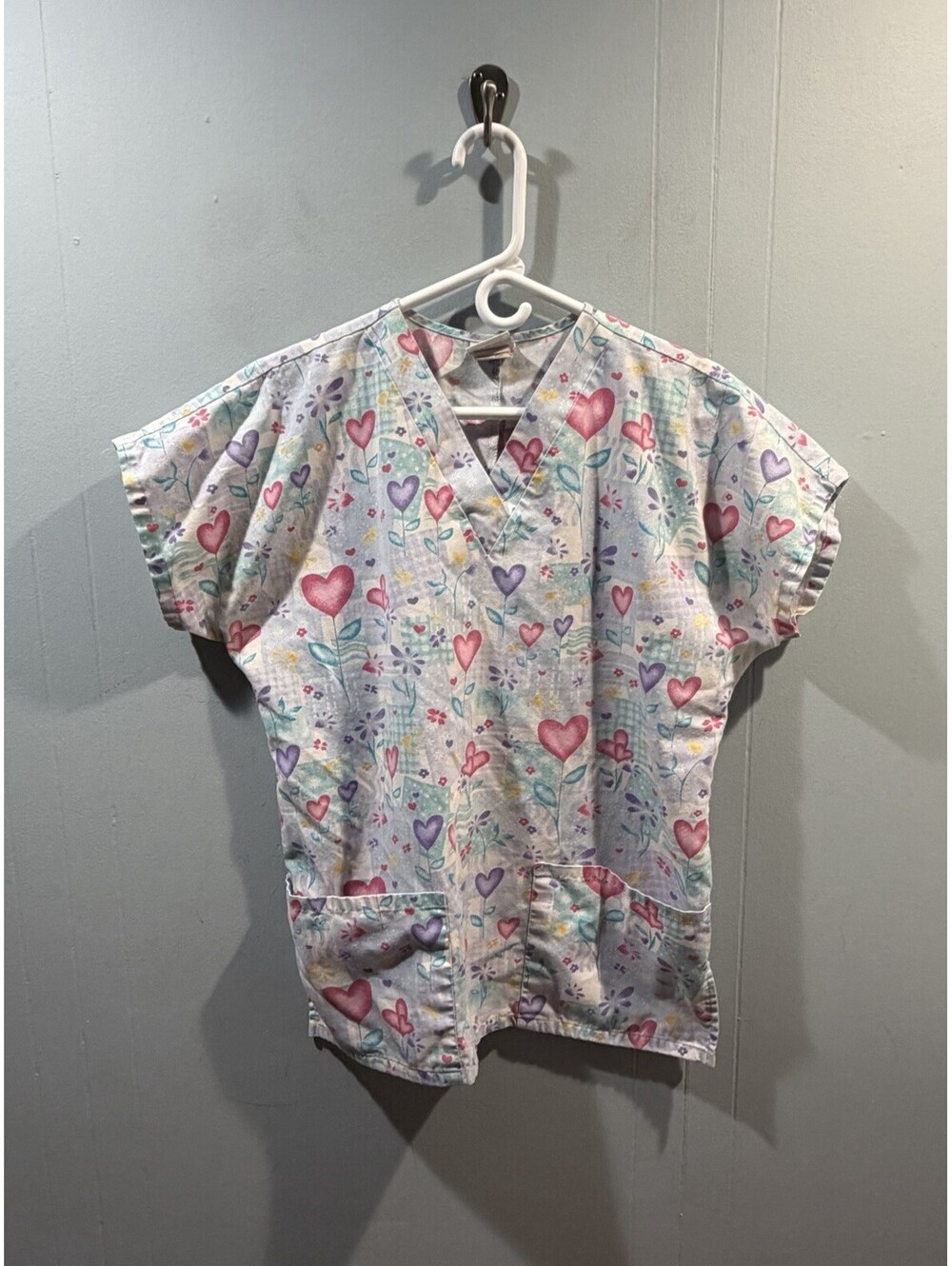 Womens Simply Basic Nurse Top Size Small Multicolor